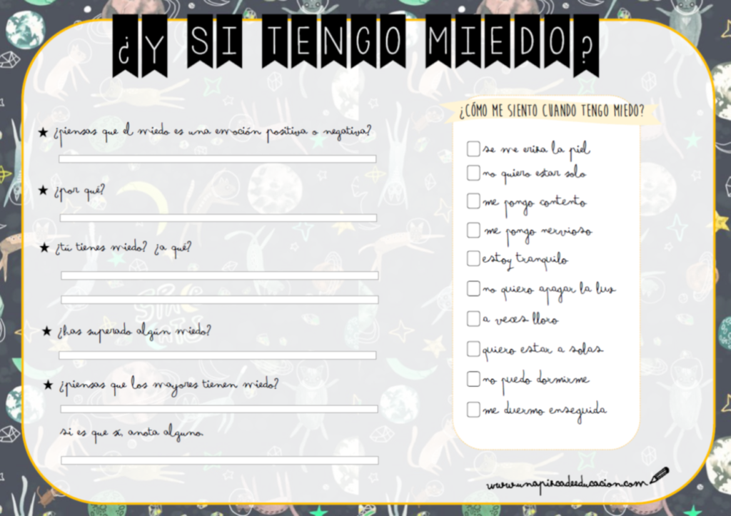 ficha para trabajar el miedo