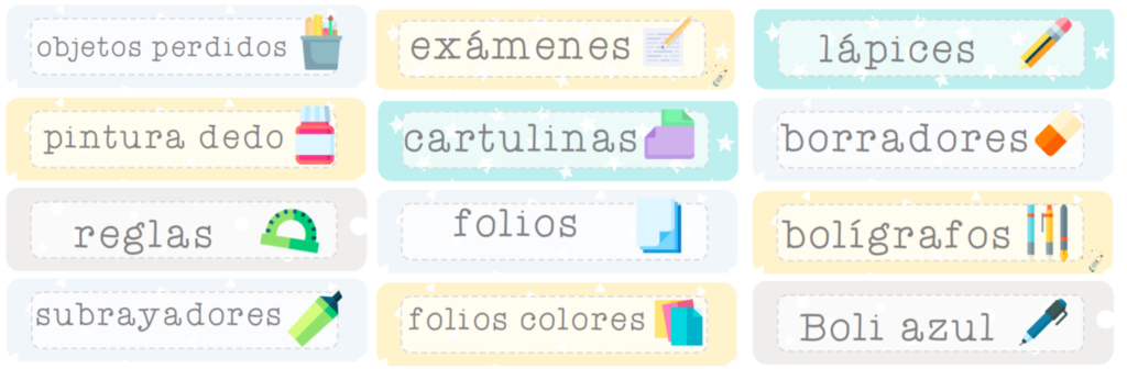 etiquetas material