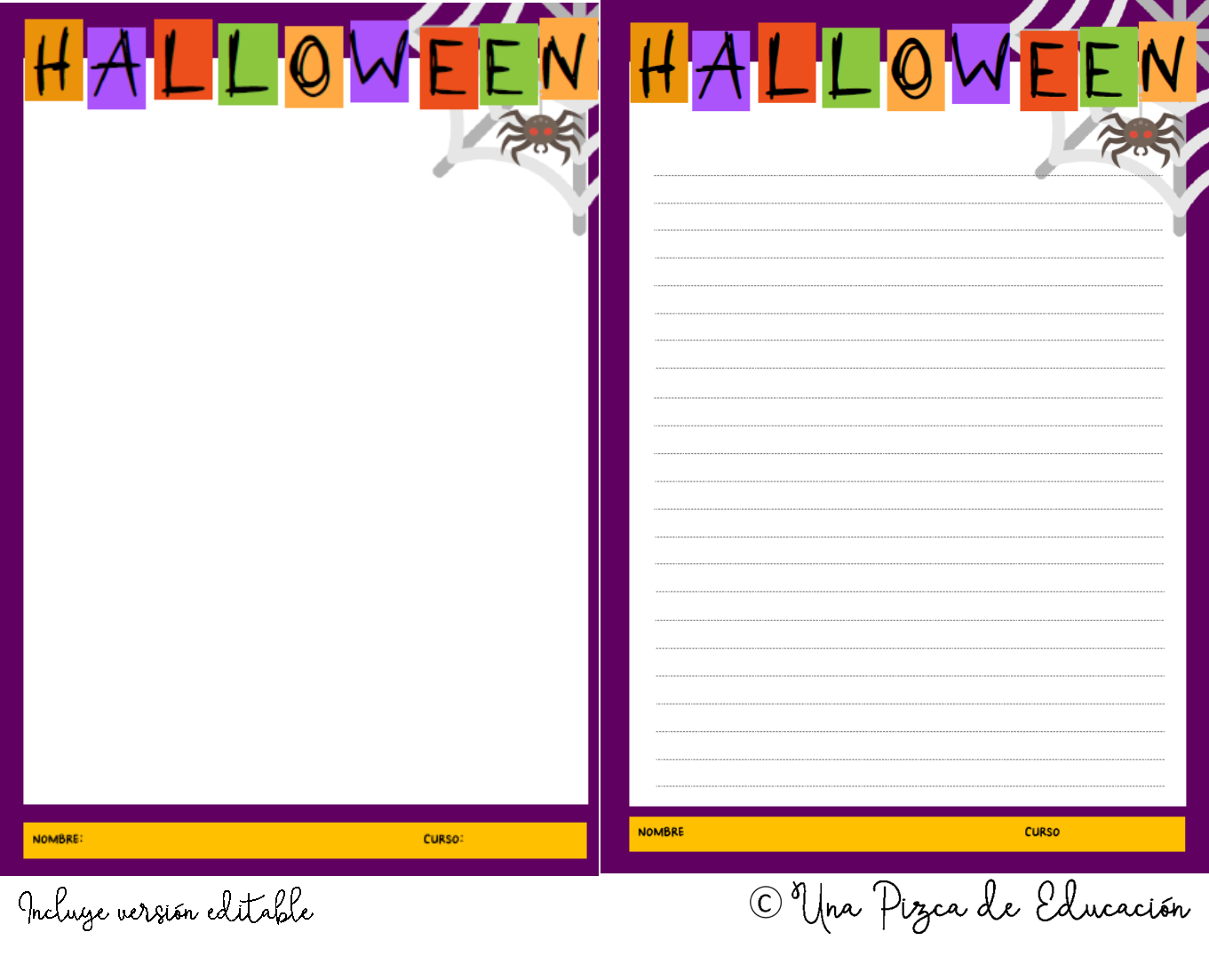 plantillas escritura Halloween