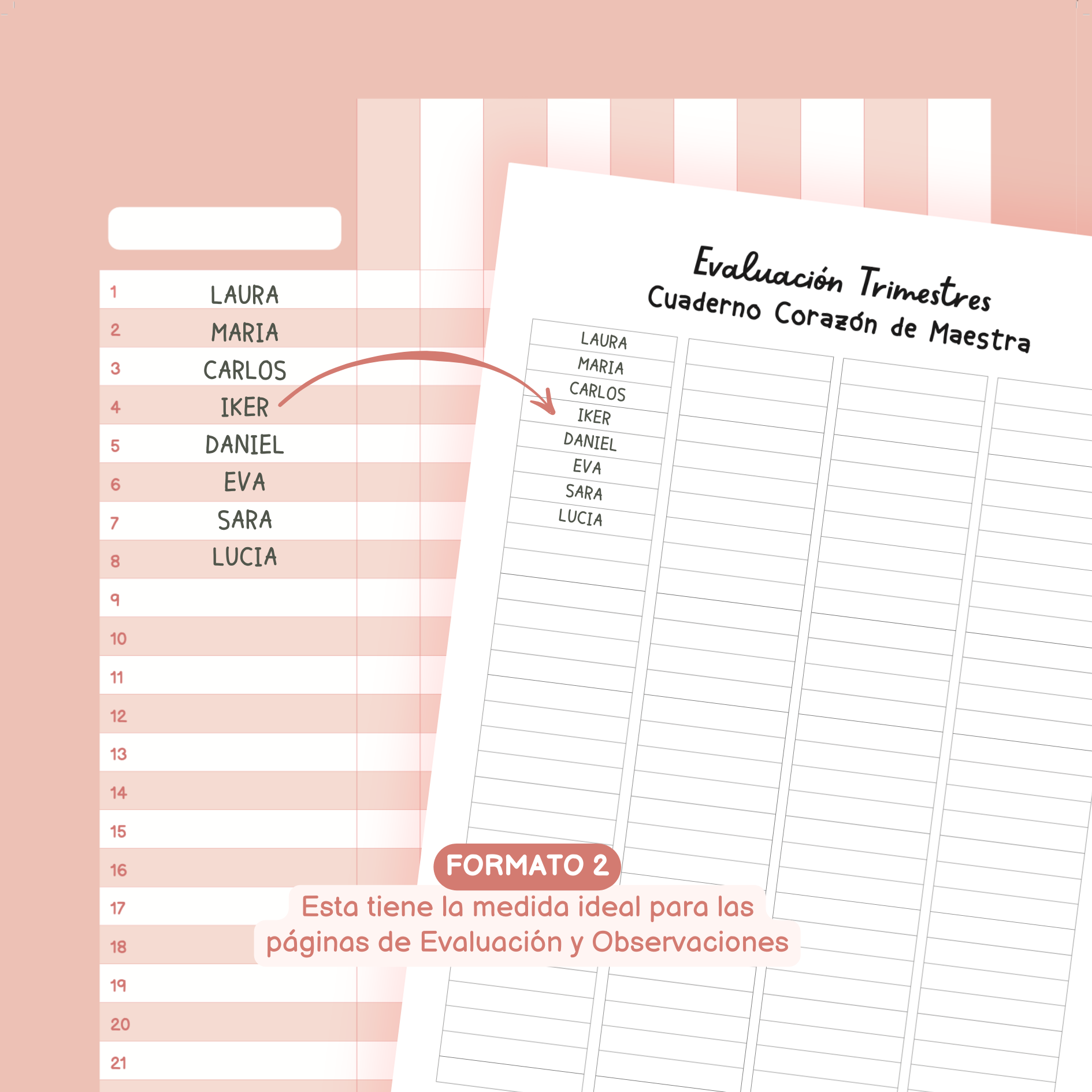 Listados editables cuaderno MAESTRA