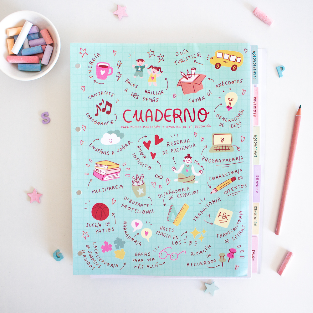 cuaderno MAESTRA colección 25/26 RETRACTILADO TURQUESA