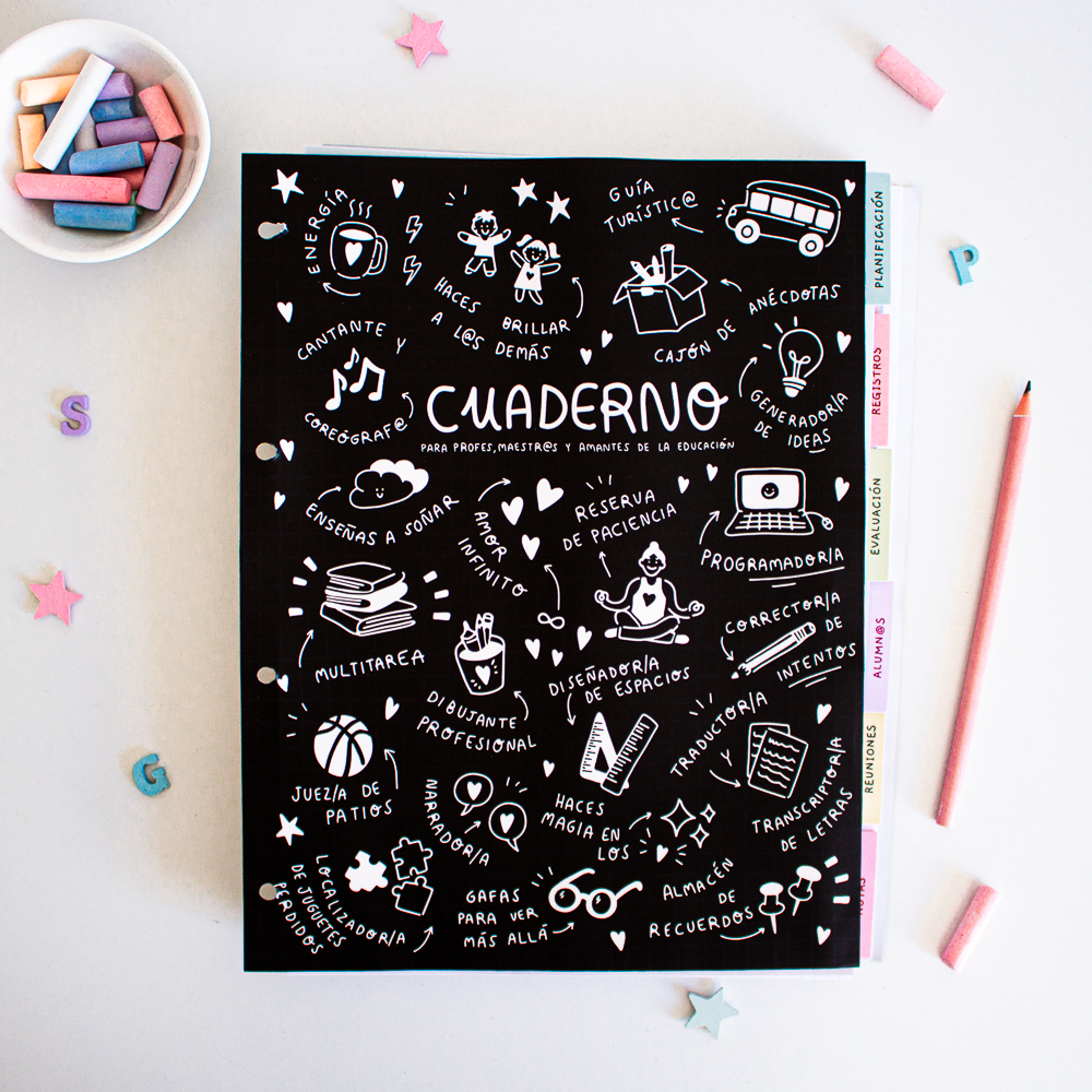 cuaderno MAESTRA colección 25/26 RETRACTILADO NEGRO