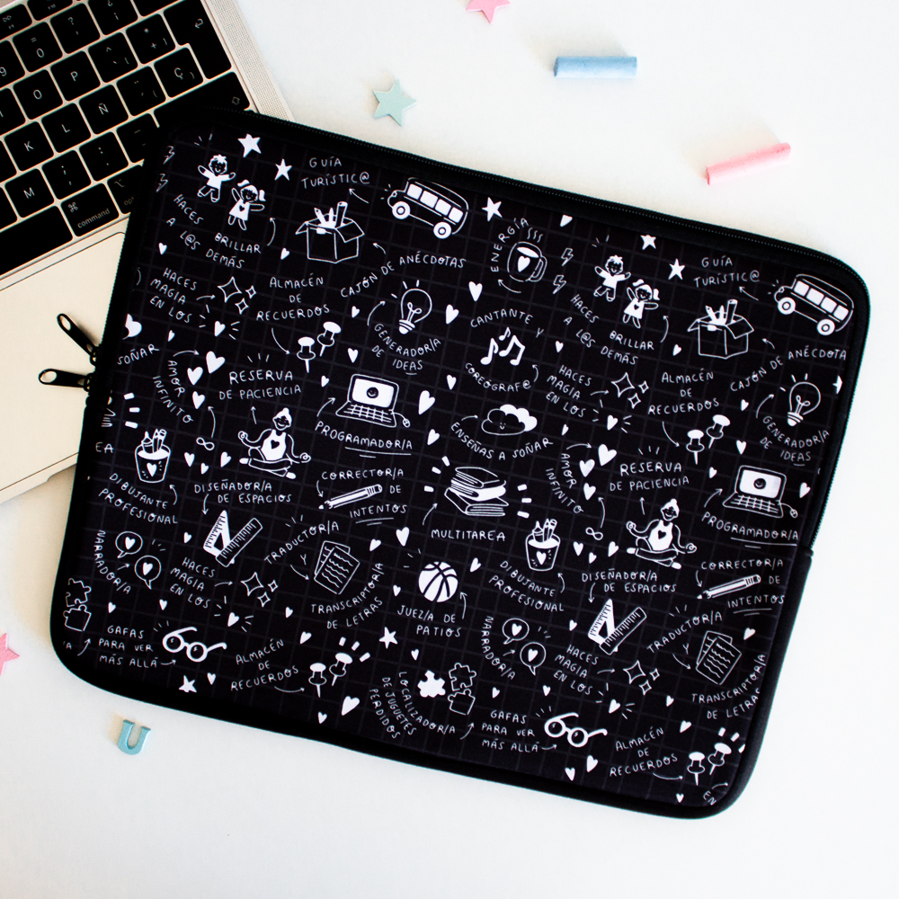 funda negra pc para maestras