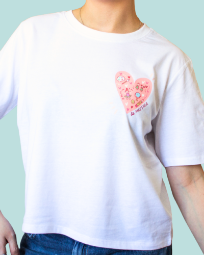 camiseta ¿de qué está hecho el corazón de una maestra?