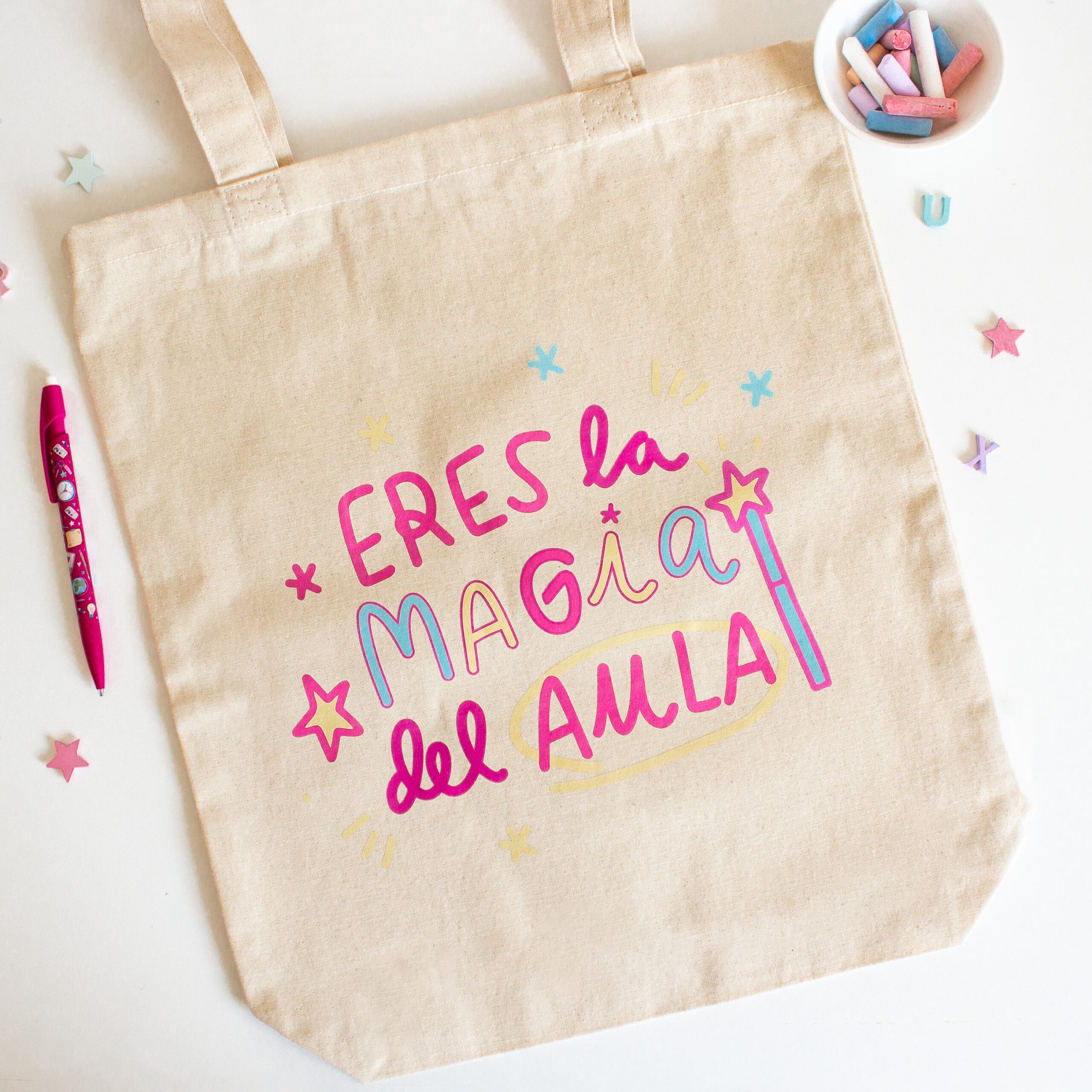 bolso tela eres la magia del aula