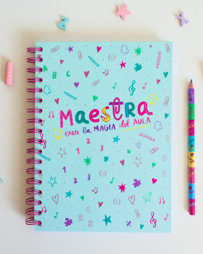 libreta maestra turquesa