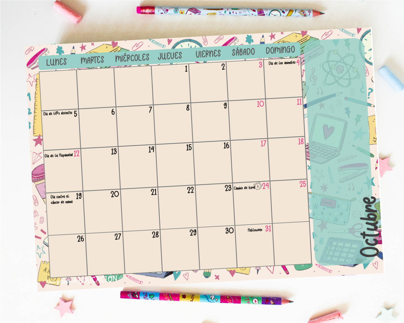 Calendario- planning DESCARGABLE 2026/2027 - Imagen 2